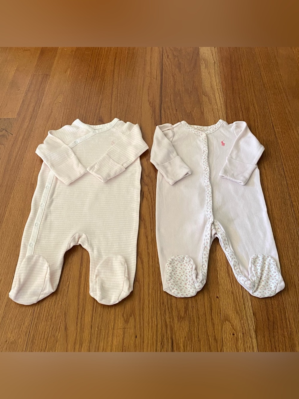 Ralph Lauren Floral Trim and Striped Coveralls Baby Set